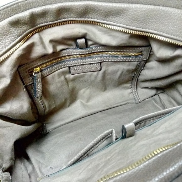 3.1 Phillip Lim | Large Taupe-Grey Faux Leather Top Zipper Handle Satchel Bag - Picture 7 of 8